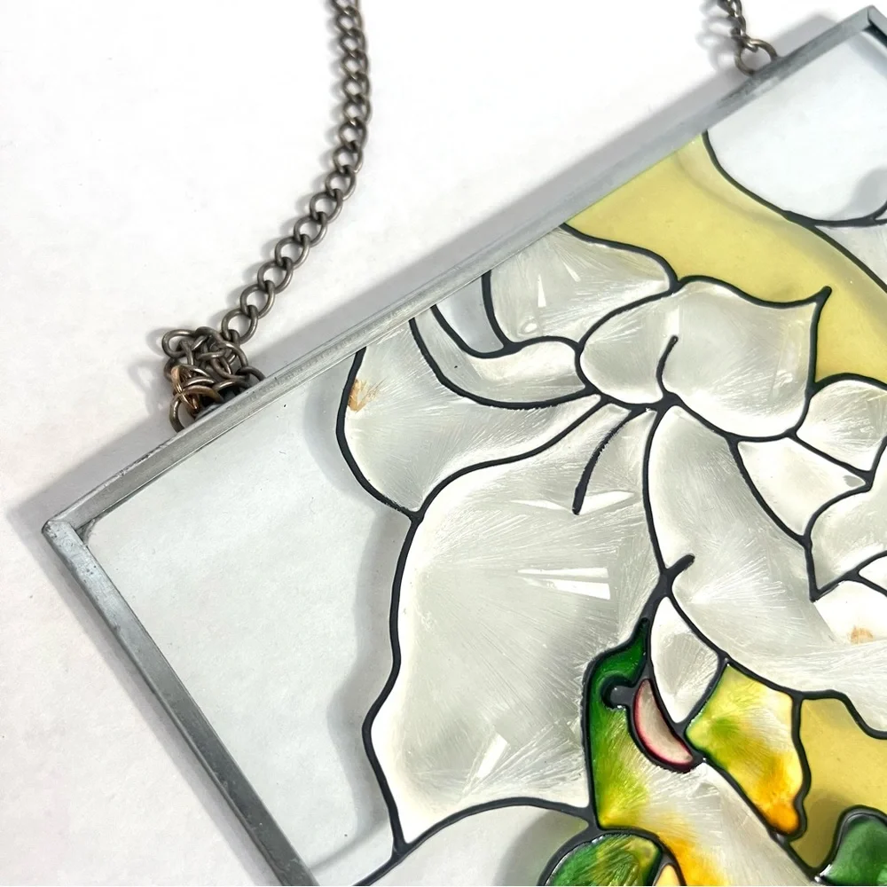 Stained Glass Hummingbird & Flower Wall Decor